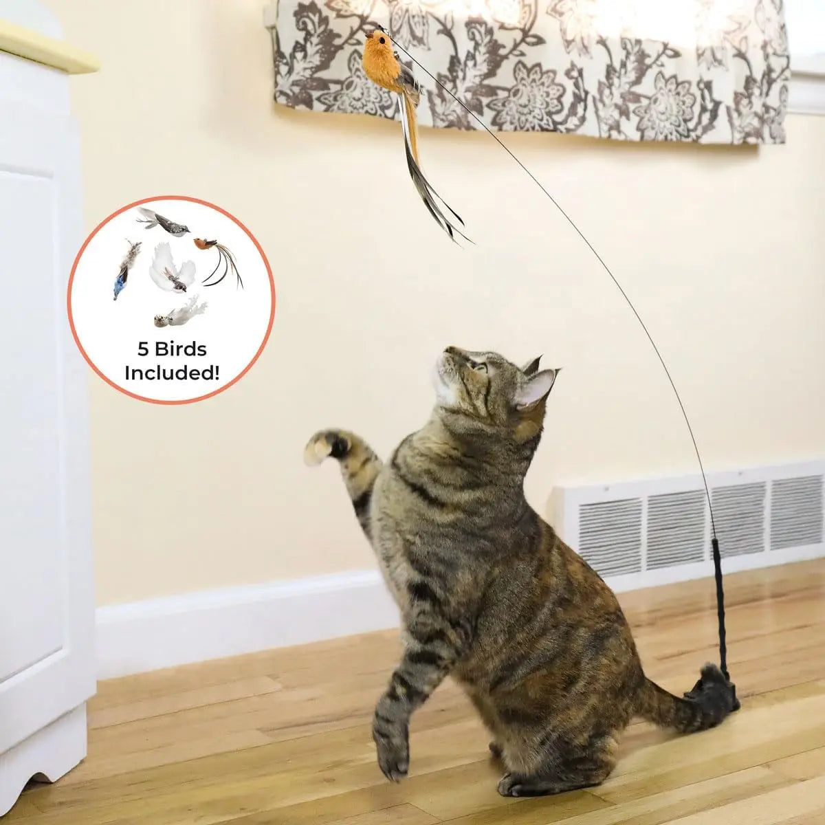 (10 Pack) Interactive Bird Simulation Cat Toy Set with Foam, Plaque Removal, Self-Holding Suction Base, Replacement Birds, Feathers, Bells, Simulated Mouse, Silvervine Stick, Encourages Self-Play for Indoor Cats & Healthy Gums Cat Toys Cat Stuff