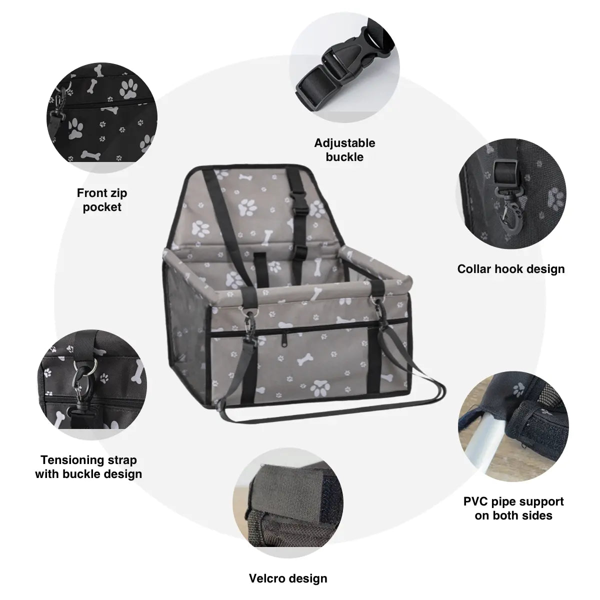 Pet Car Seat – Foldable Travel Safety Booster for Cats & Dogs | Breathable & Easy to Clean with Large Space | Fits Front & Back Seats, Easy to Assemble, Dogaccessories