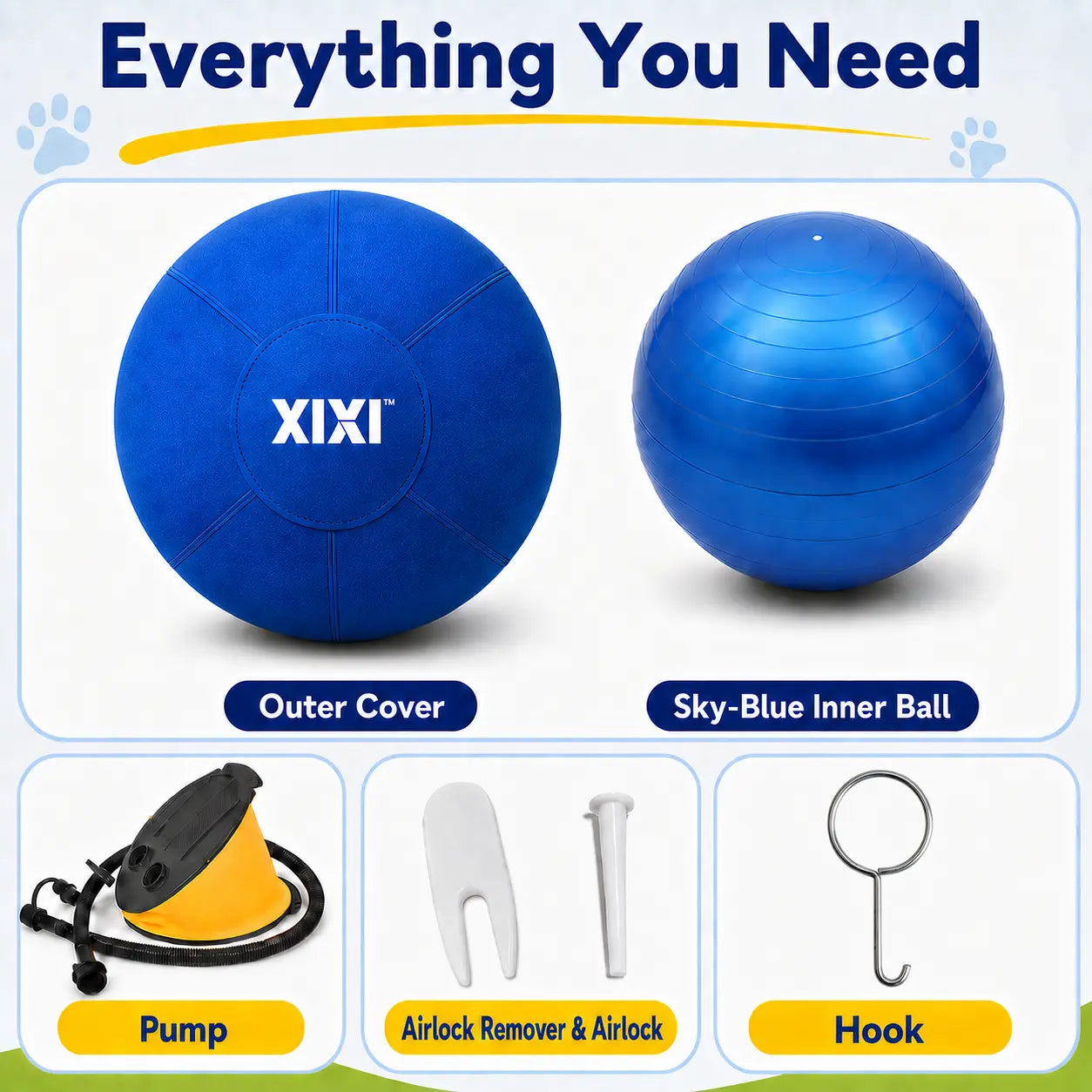 Xixipup Outdoor Interactive Herding Ball for High-Energy Dogs - Heavy-Duty Oxford Fabric, Inflatable Exercise & Training Toy, Easy to Clean, 18/22/25 in Camping Essentials