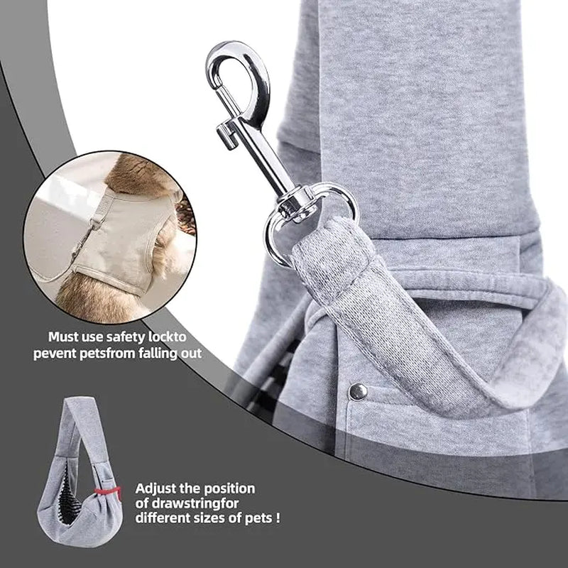 Small & Medium Pet Dog Carrier Sling Cat Bag- Reversible Puppy Carrier Purse with Storage Pocket, Hand-Free Dog Sling Carrier for Carry Small Dogs and Cats, Travel Safety Harness, Dog and Cat Harness Latest for Daily Pet Travel