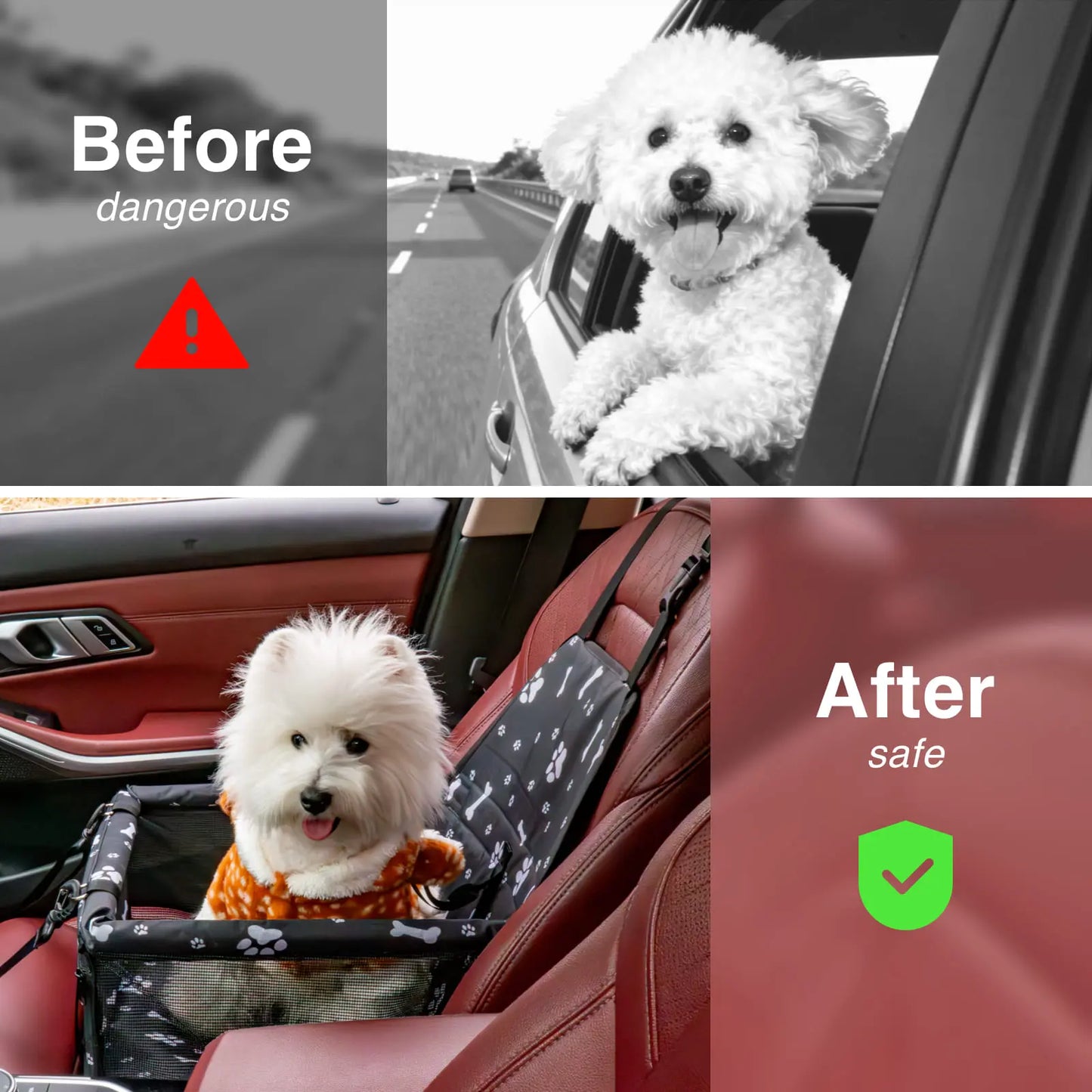 Pet Car Seat – Foldable Travel Safety Booster for Cats & Dogs | Breathable & Easy to Clean with Large Space | Fits Front & Back Seats, Easy to Assemble, Dogaccessories