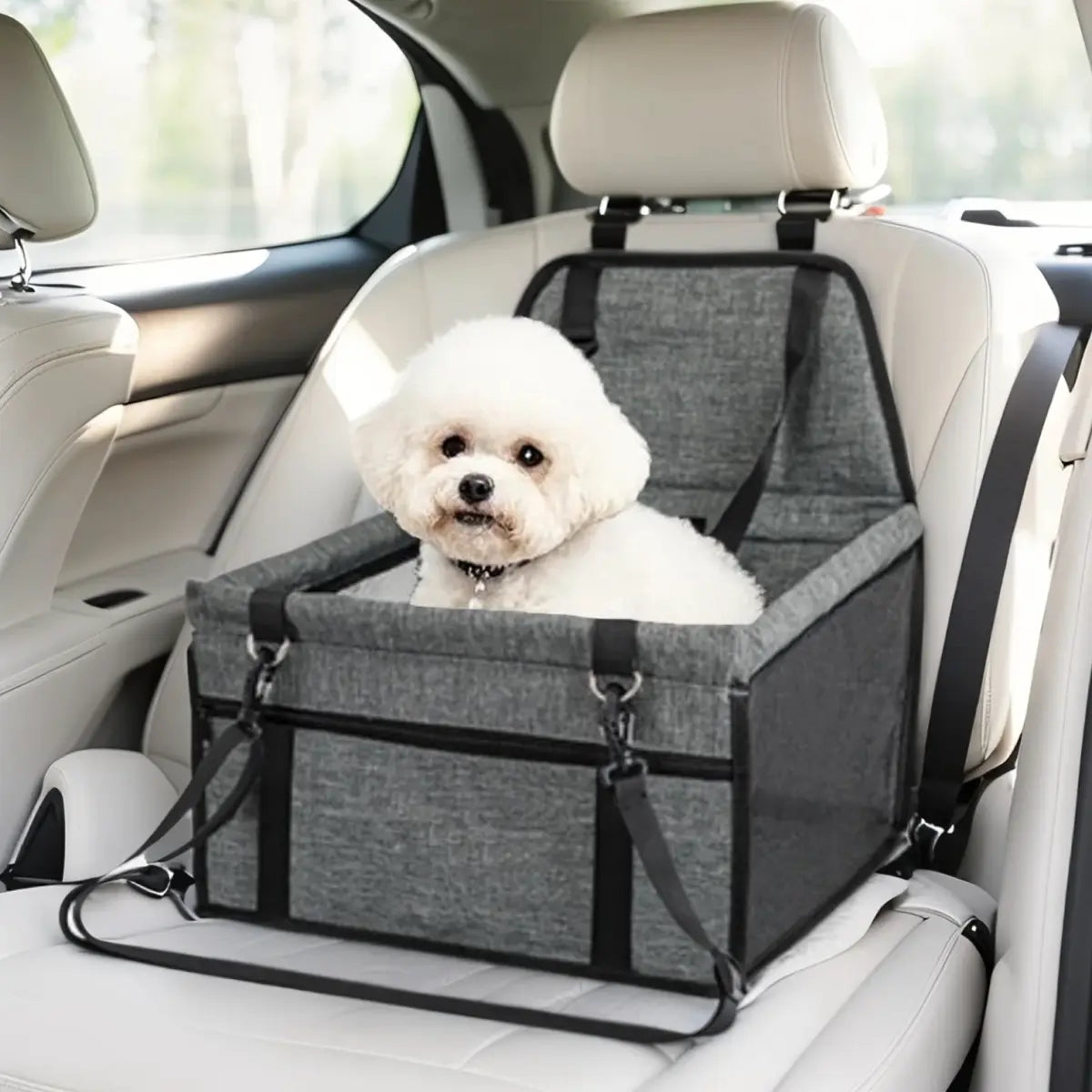 Pet Car Seat – Foldable Travel Safety Booster for Cats & Dogs | Breathable & Easy to Clean with Large Space | Fits Front & Back Seats, Easy to Assemble, Dogaccessories