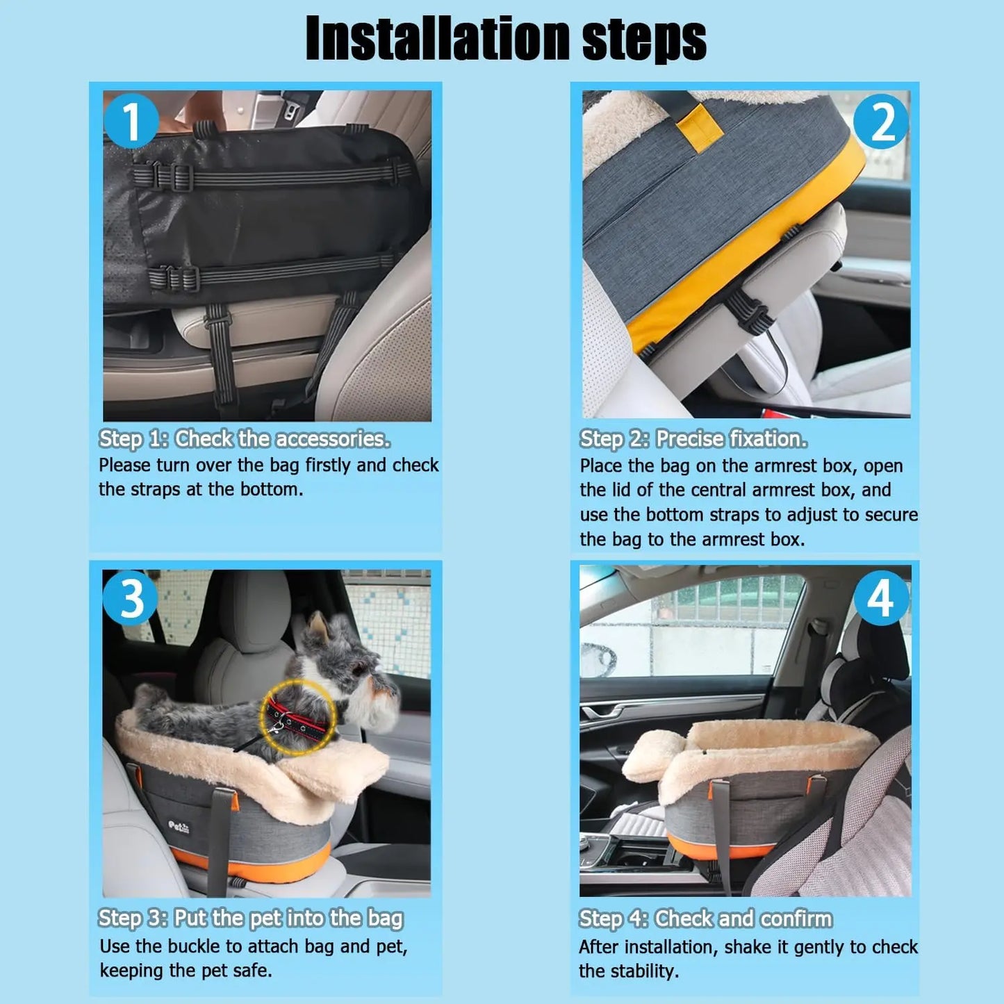 Pet Car Car Bag Safety Seat Central Control Pet Nest Bag Armrest Box Cat and Dog Bag